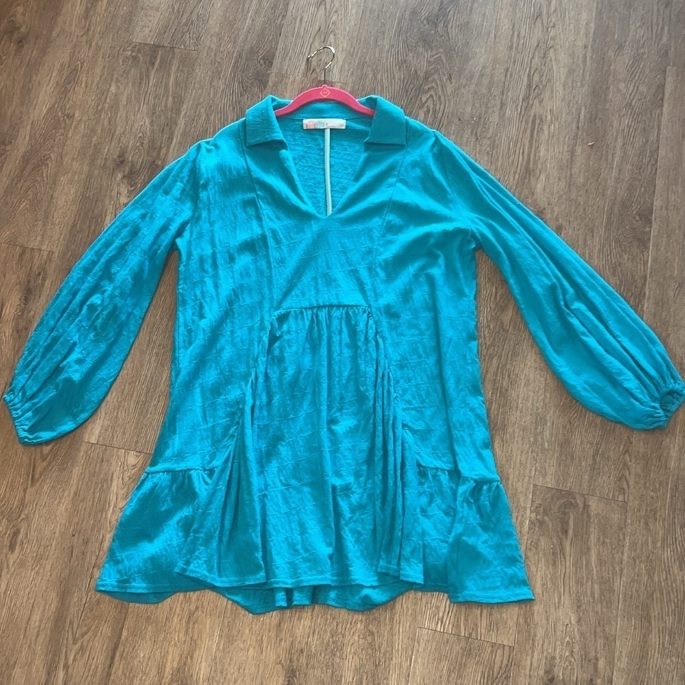 Free People Teal Hudson Mini Dress Size Medium - Picture 4 of 10